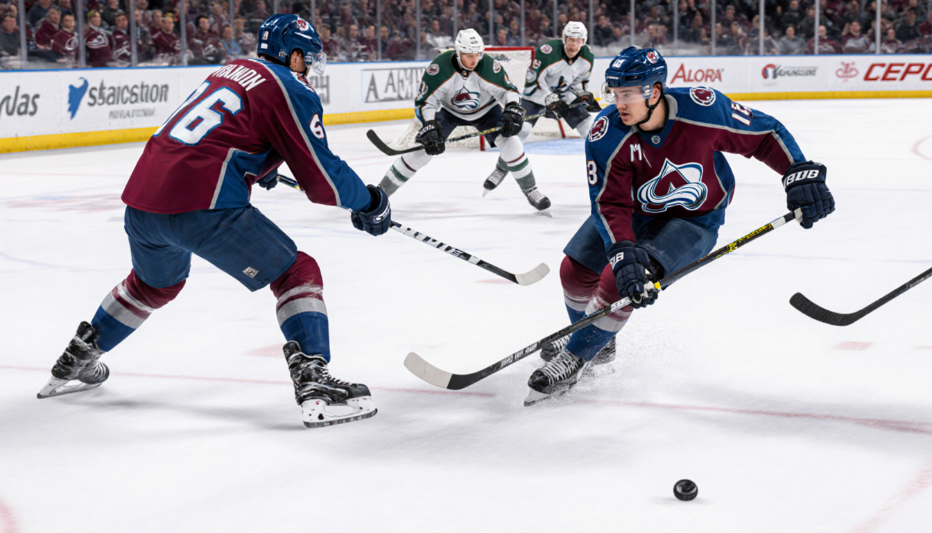 MacKinnon and Makar rush to weak side with disciplined defenders blocking shots and intercepting passes under lighting