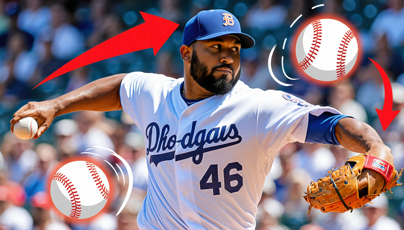 Jonathan Bowlan pitching with 6-foot-6 frame and red arrow showing 95.7 mph fastball