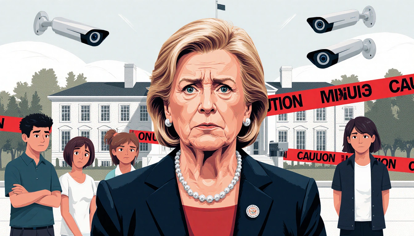 Education Secretary McMahon addresses students with tape around a building and security cameras safety federal oversight.