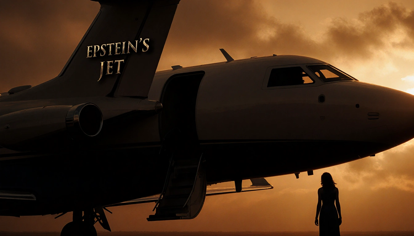 Vintage private jet soaring across sunset sky with metallic