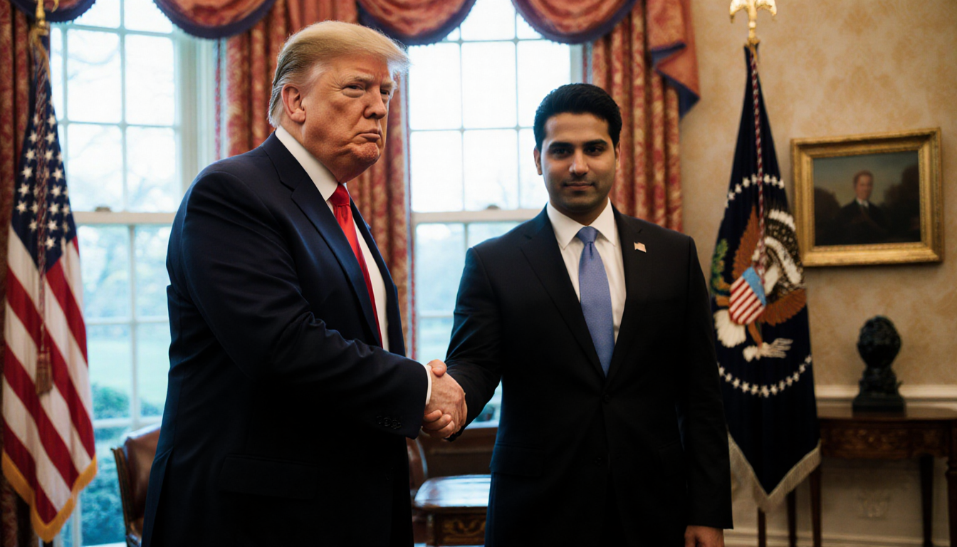 Adalberto Rodriguez bridges Trump and Mamdani with a handshake in the Oval Office, symbolizing hope