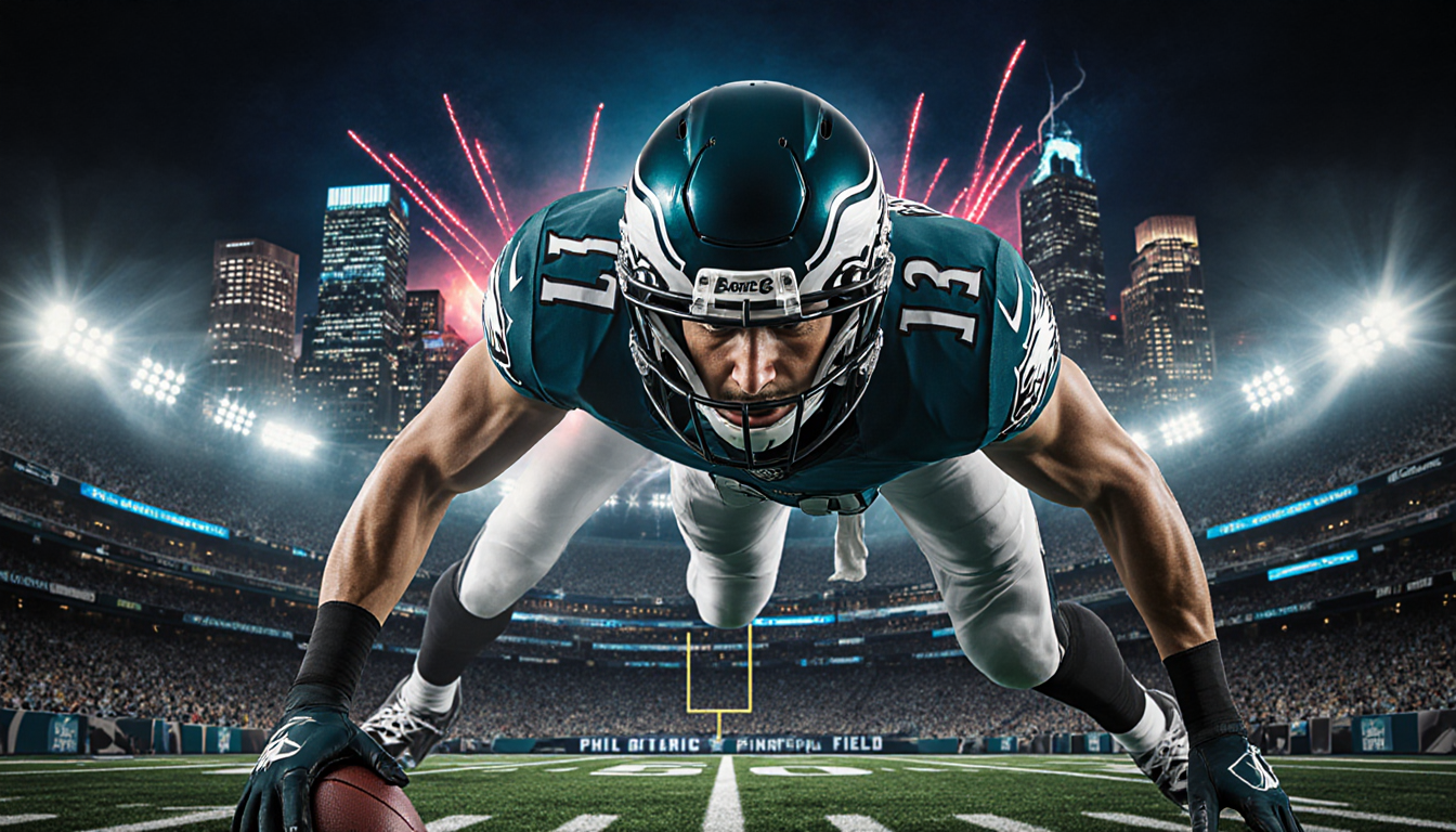 Eagles quarterback focusing intently on target surrounded by electric stadium atmosphere