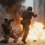 Woman expertly chopping fresh herbs with garden knife near wooden cutting board.