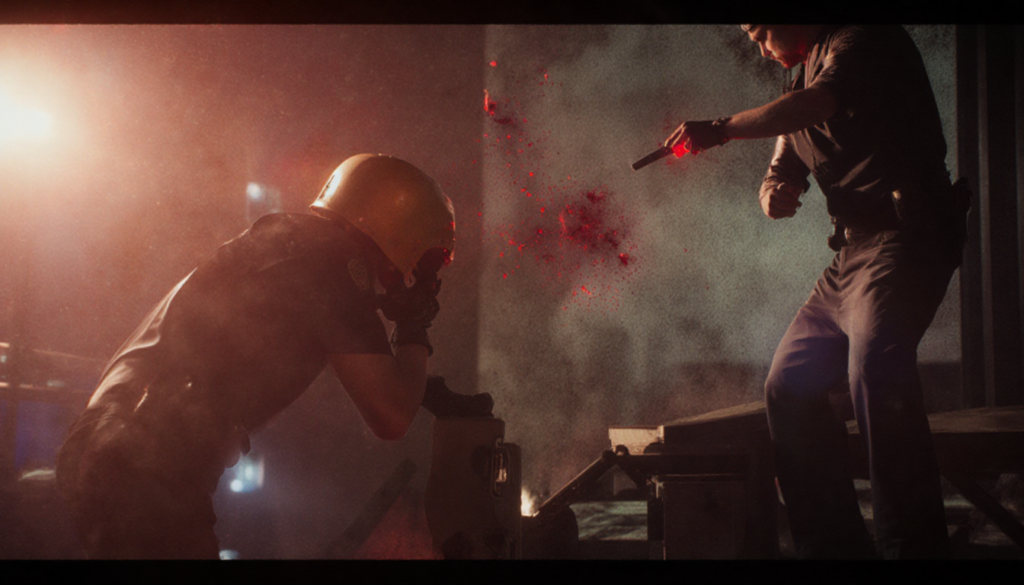 Screen displays refusal message in a chat interface with polite offer of help on a bright screen.