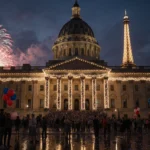 Crowd celebrating New Year