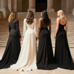 Four powerful women stand together at the grand entrance of the Metropolitan Museum of Art.