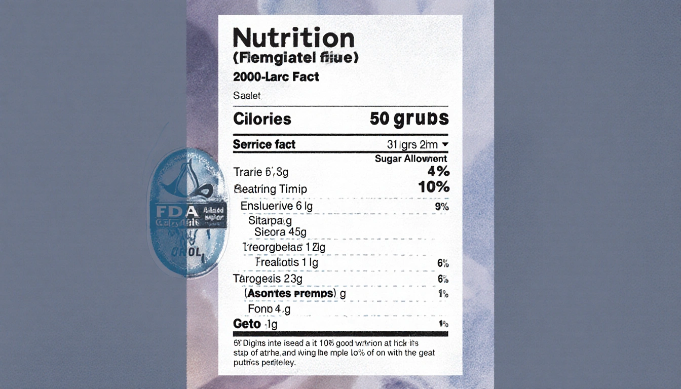 Nutrition label with 2000 calories shows FDA logo and 50 grams added sugar text and bold 10% calorie threshold