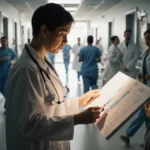 Pediatrician examining a child