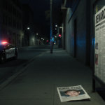 Police car parked with headline “Reward Offered” and flyer showing teen’s photo.