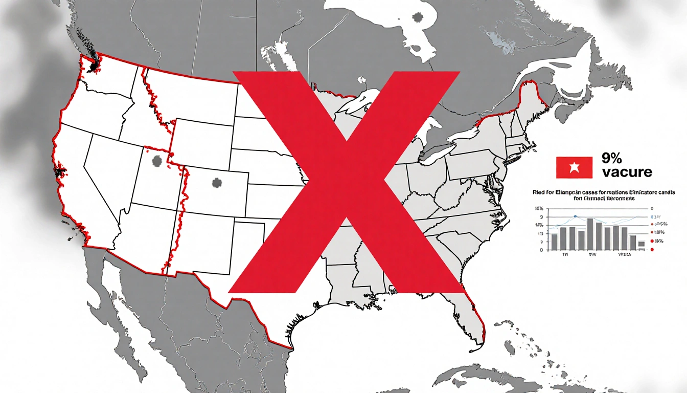 Map of North America marking South Carolina with a red X and border line showing 93% unvaccinated with bar graph.