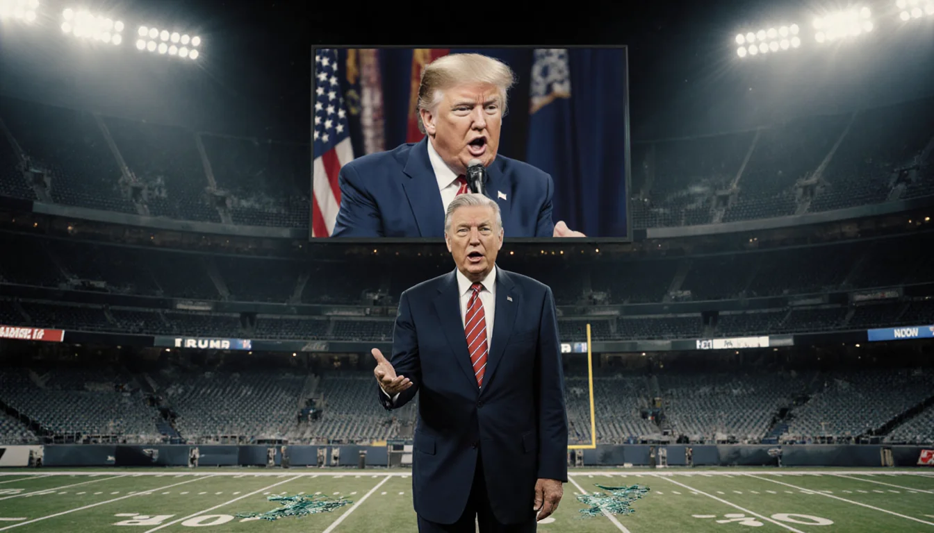 Pat Summerall's voice echoes through a dim stadium with blurred TV and scattered glass.