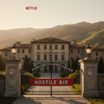 Paramount logo emblazoned on entrance gate with lush greenery in background.