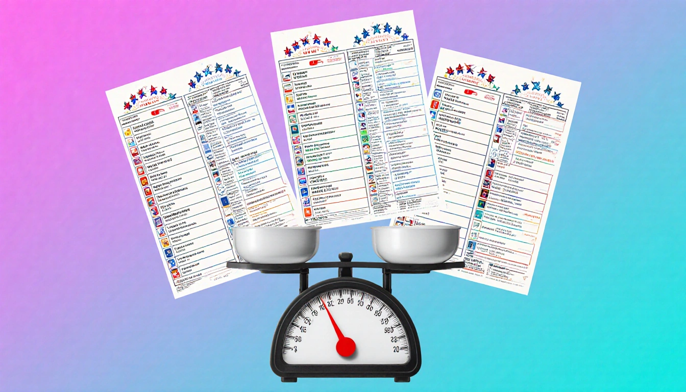 Weighted ballots arranged in a grid balancing on a large scale with gradient effects