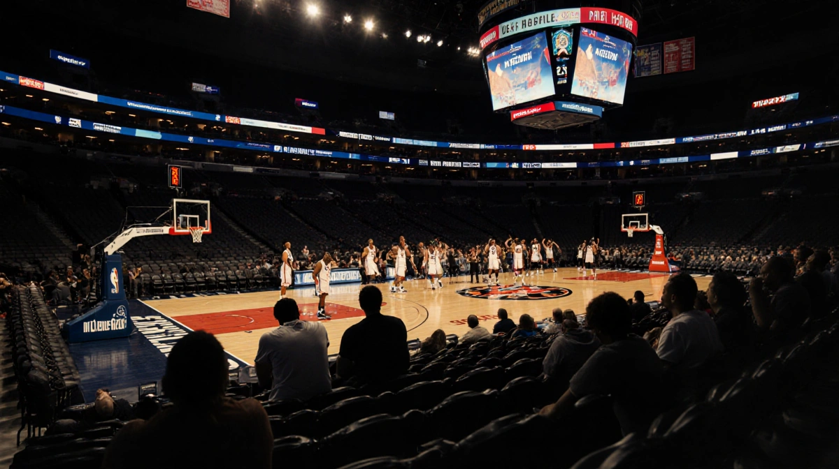 76ers players sit slumped on bench with disappointed fans nearby as Raptors celebrate 116-115 victory