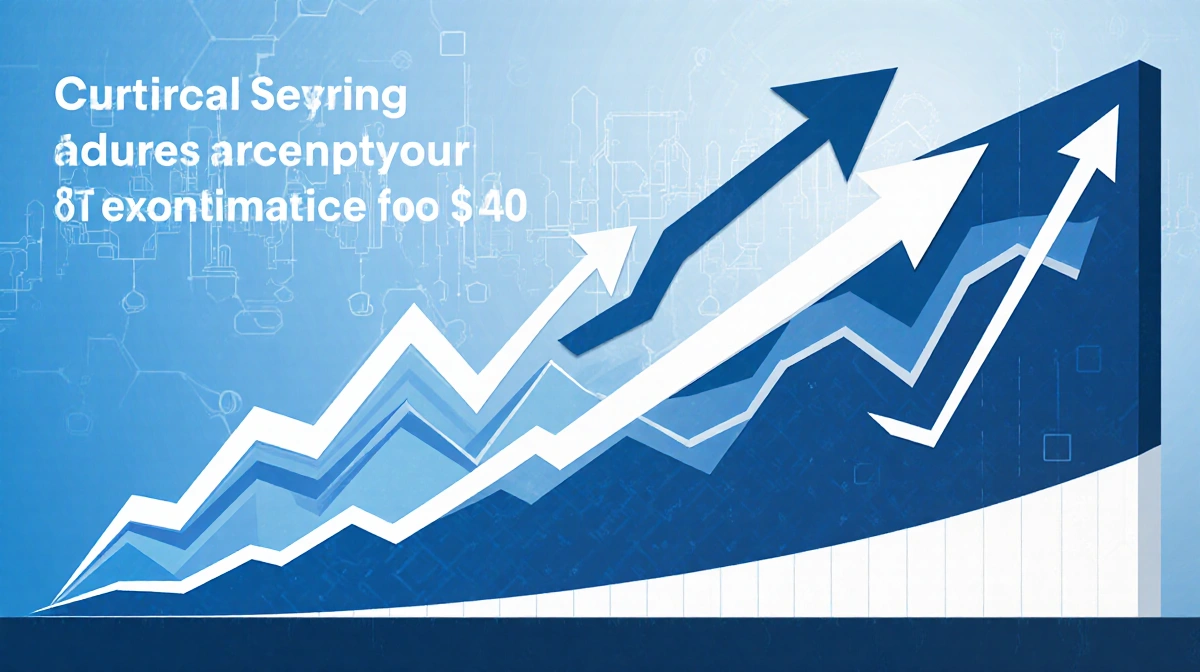 Financial chart rising steeply with AI security market growth showing $1.2 trillion projection