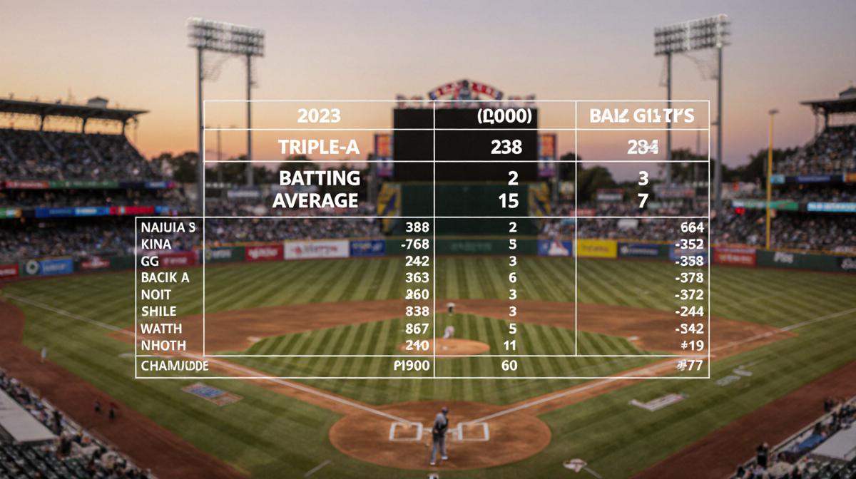 Stat table highlighting the 2023 Triple-A batting average with a glowing box over the numbers against a blurred background