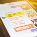 ChatGPT mobile interface showing ads with bright banners at top and bottom