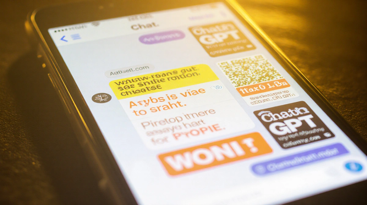 ChatGPT mobile interface showing ads with bright banners at top and bottom