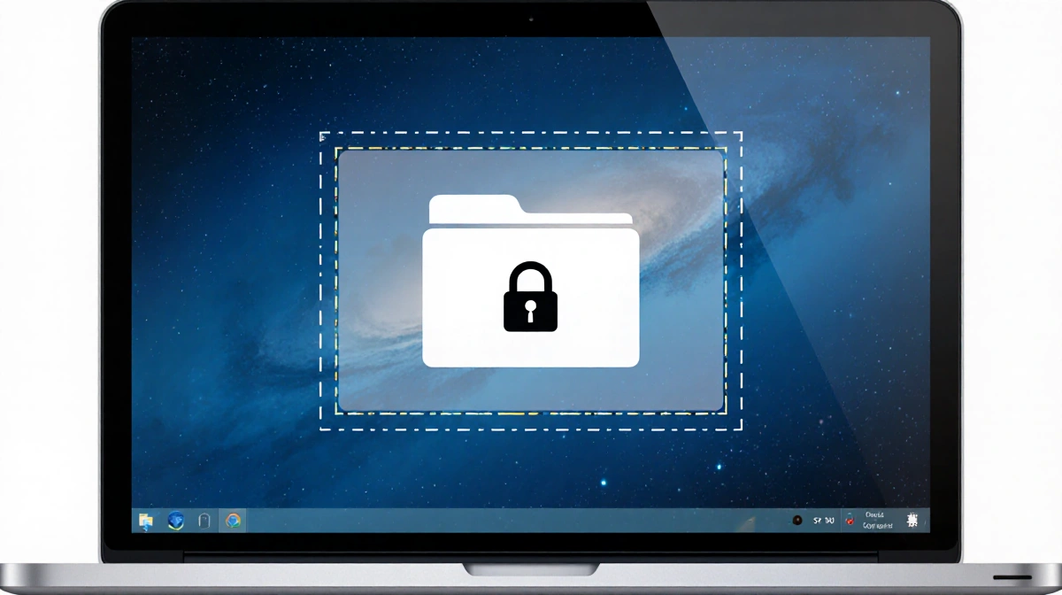 Laptop screen showing Claude interface within pastel grid boundary with locked symbol and virtual folder icon