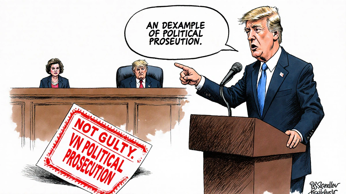 White House official speaking at podium with microphone and pointing toward judge while 