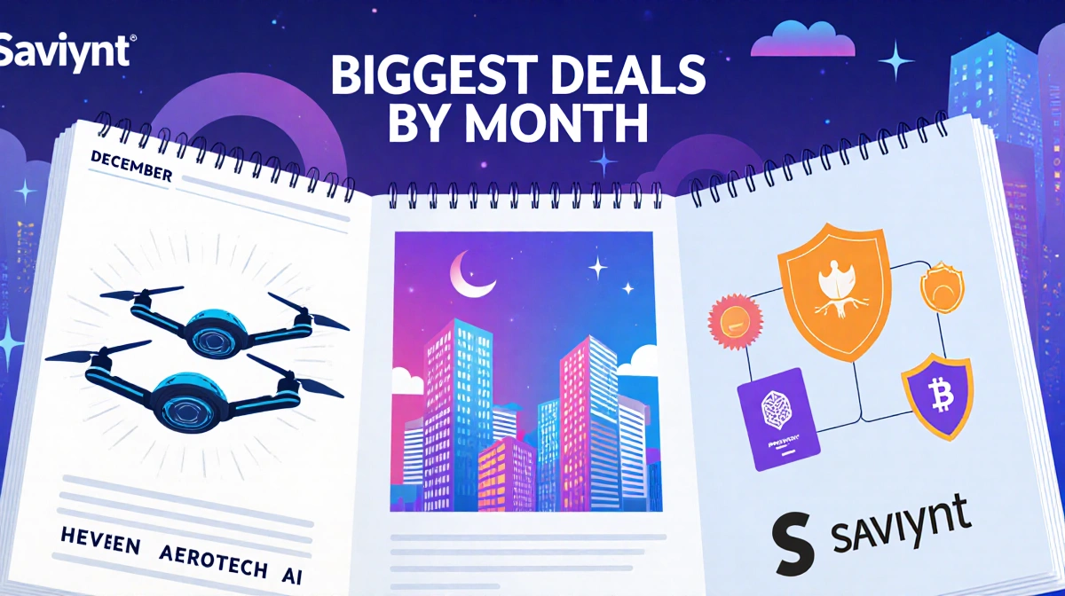 Three futuristic drones flying above city skyline with energy-efficient computer chips and cybersecurity shields below