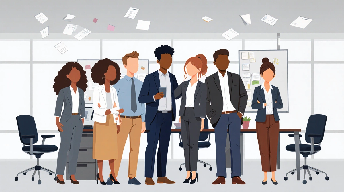 Diverse team of Everstone and Wingify executives collaborating with whiteboards and papers showing merger integration workspa