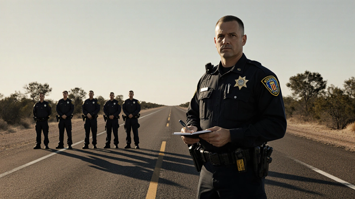 FBI agent Daniel Jeffreys holding notebook and pen with Border Patrol agents standing nearby