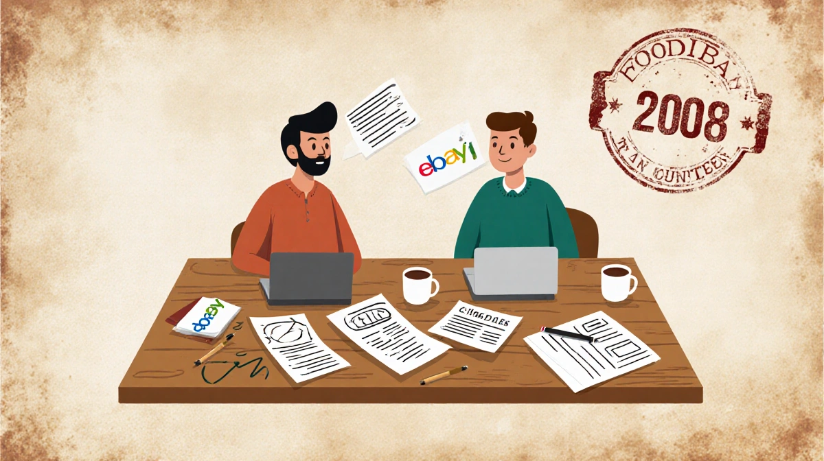 Deepinder Goyal and Pankaj Chaddah building Zomato with laptops and coffee at cluttered desk with 2008 date stamp