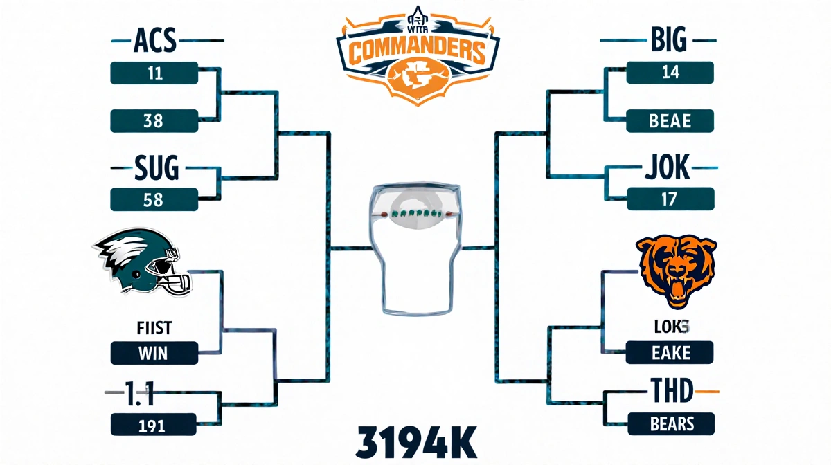 Seeding chart shows Eagles moving to first with a win and Bears loss Commanders in third and bold colors NFL playoffs