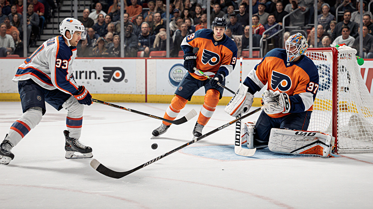 Christian Dvorak reacts to a puck flying toward the net with wide eyes and a defensive lapse in hockey