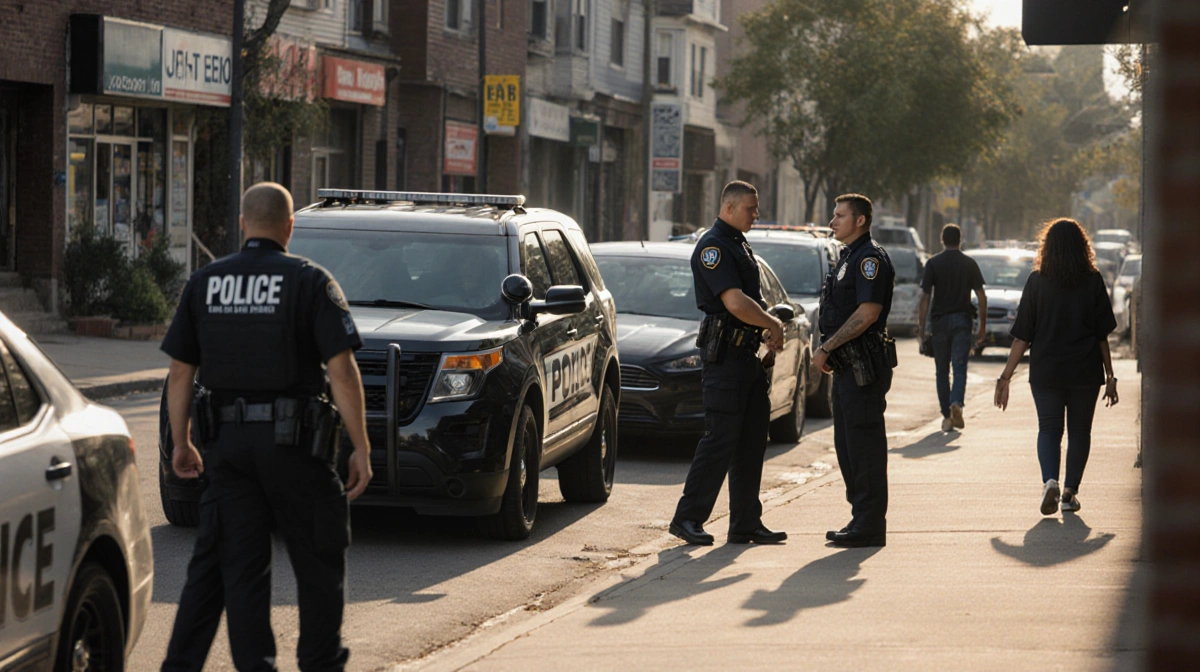 ICE officers approaching homes on Minneapolis street with unmarked cars and residents walking away