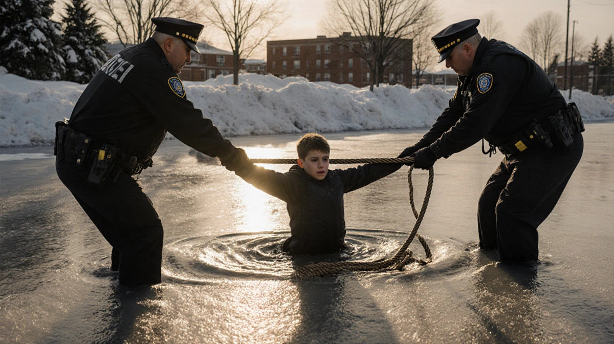 3 Cops Save Boy From Icy Pond in Dramatic Sunday Rescue