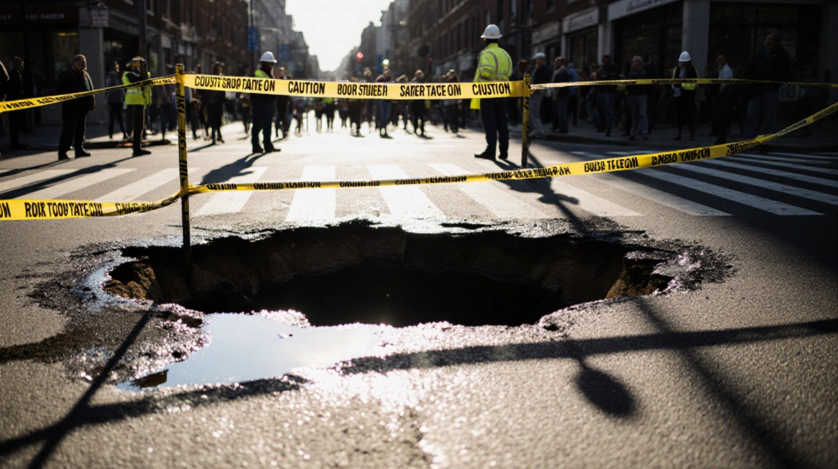 Massive Sinkhole Swallows West Oak Lane Intersection