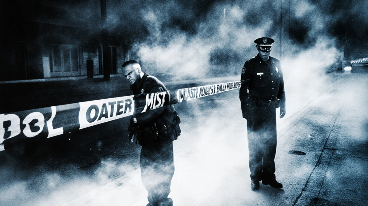 Person typing on laptop with blank screen showing error message