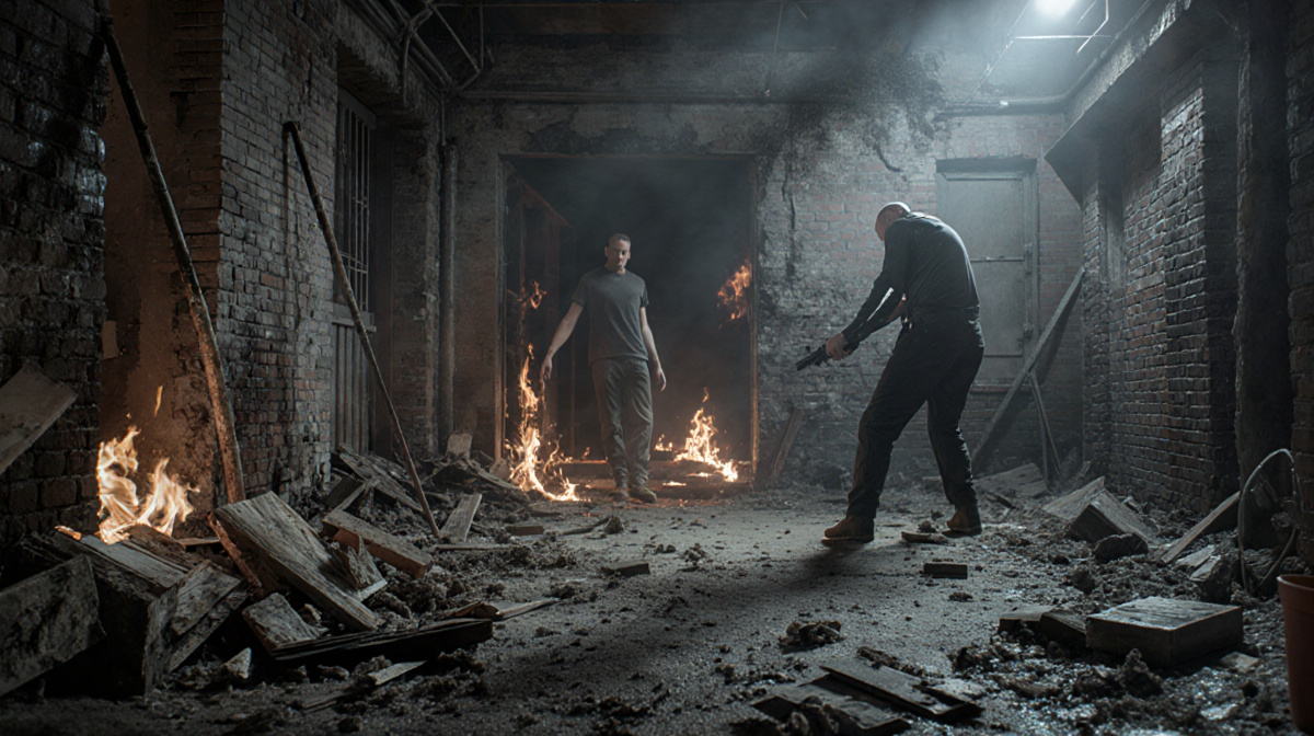 Computer screen displays AI assistant refusal message with friendly icon and warning about violent crime scene.