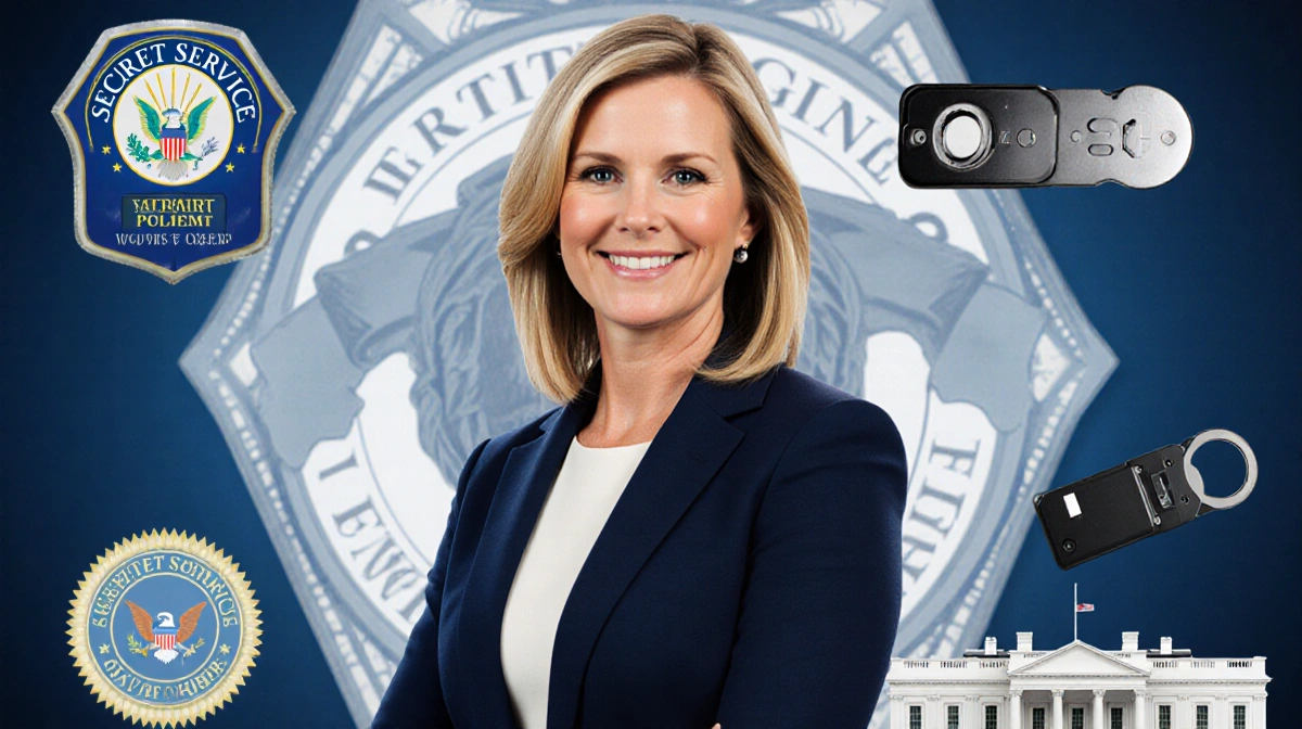 Jenna Bush Hager standing with police badge and Secret Service shield with handcuffs and White House replica nearby