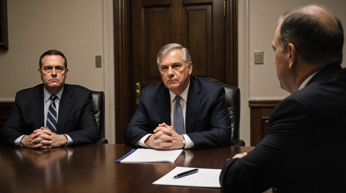 David Kendall negotiating with House committee members across wooden table with papers and pens visible
