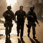 Maduro being led away with U.S. forces surrounding him and armed agents in handcuffs