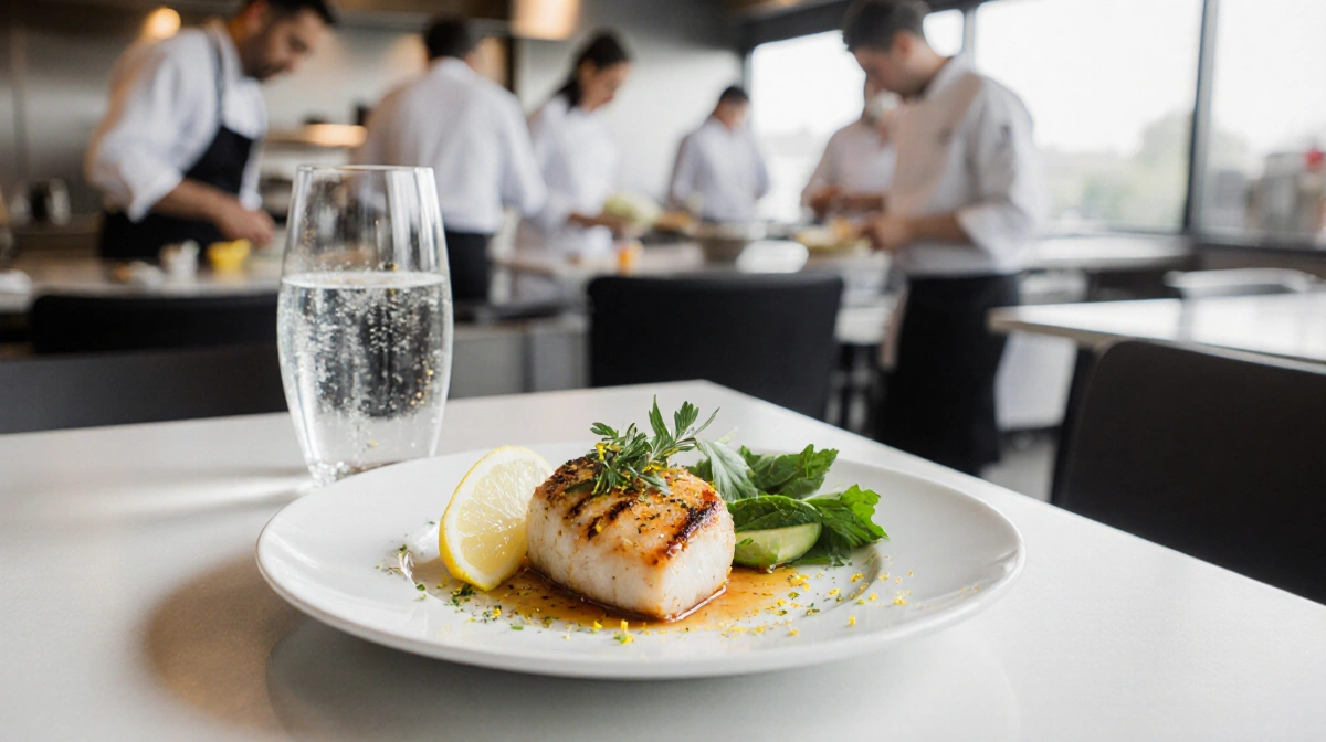 Plate displays protein-rich grilled chicken with fresh vegetables and water under soft natural light for a healthy look.