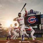 Phillies shortstop T.J. Realmuto celebrating home run with teammates and glowing scoreboard at Citizens Bank Park