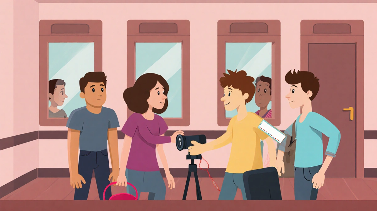 Chatbot typing refusal about illegal activity with fitting room reference on screen