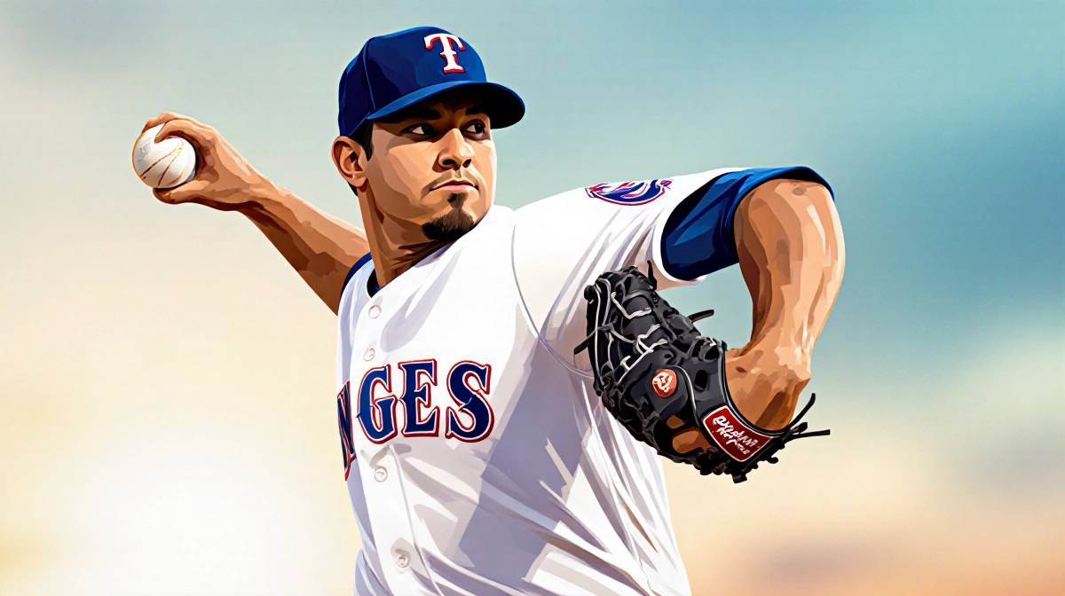 Ranger Suárez pitching with focused expression and blurred sky showing Phillies uniform