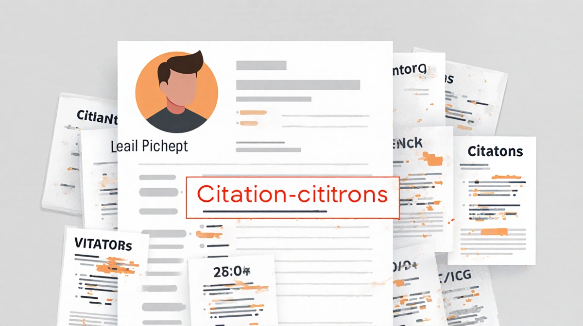 Researcher's CV showing highlighted citations with bold phantom entries and inflated citation counts from fictional studies