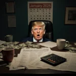 Tax form sits beside a forgotten calculator with a calendar showing January 20 2025.