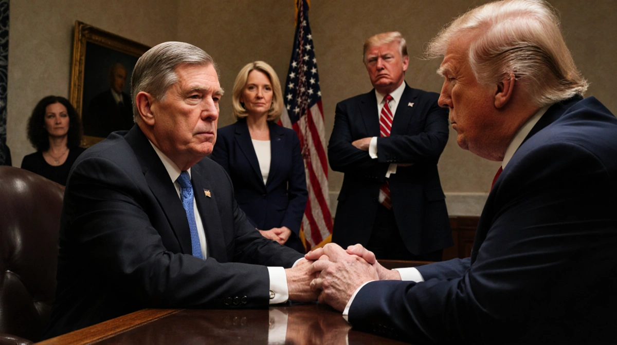 Chief Justice Roberts and Trump sit at Senate table with Federal Reserve Chair Lisa Cook standing nearby