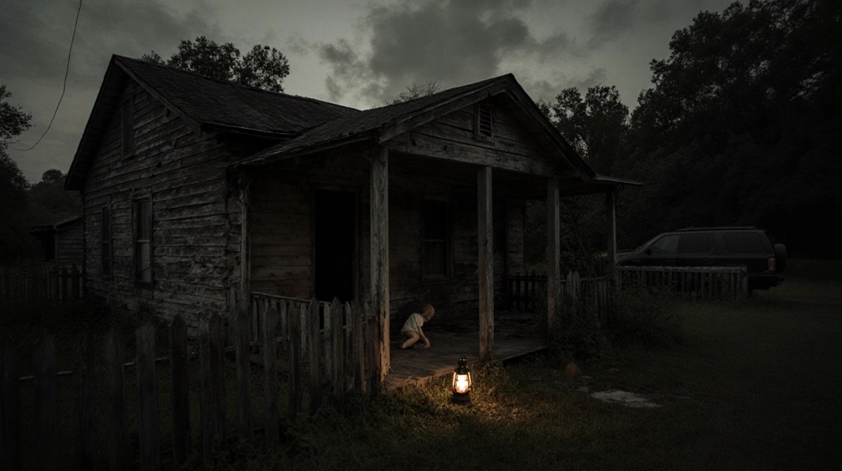 Faint outline of a child