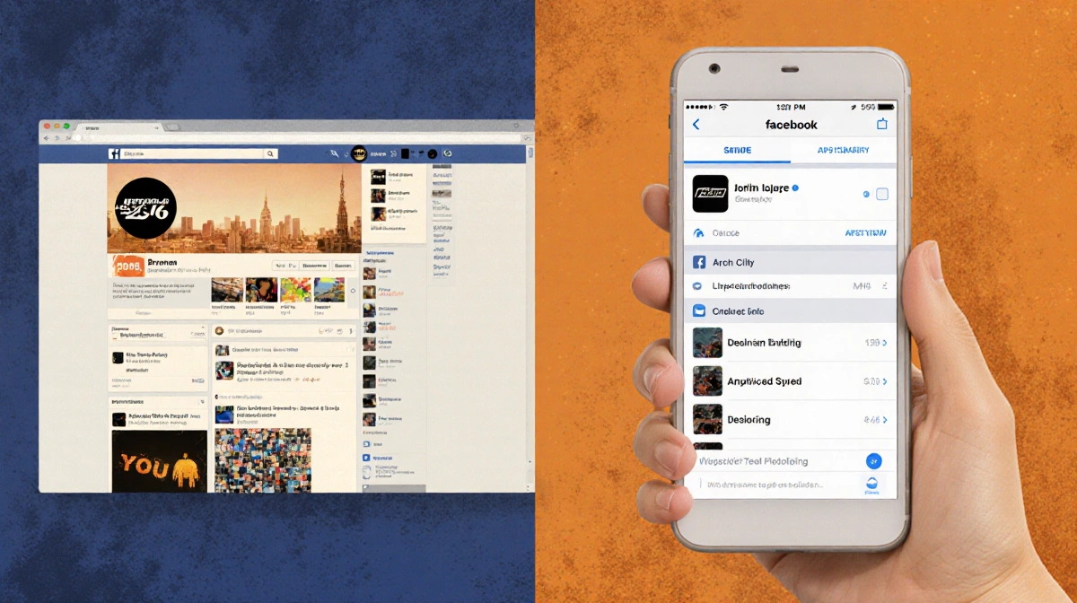 Split screen shows 2006 MySpace next to modern smartphone with minimalist feed and warm nostalgic colors