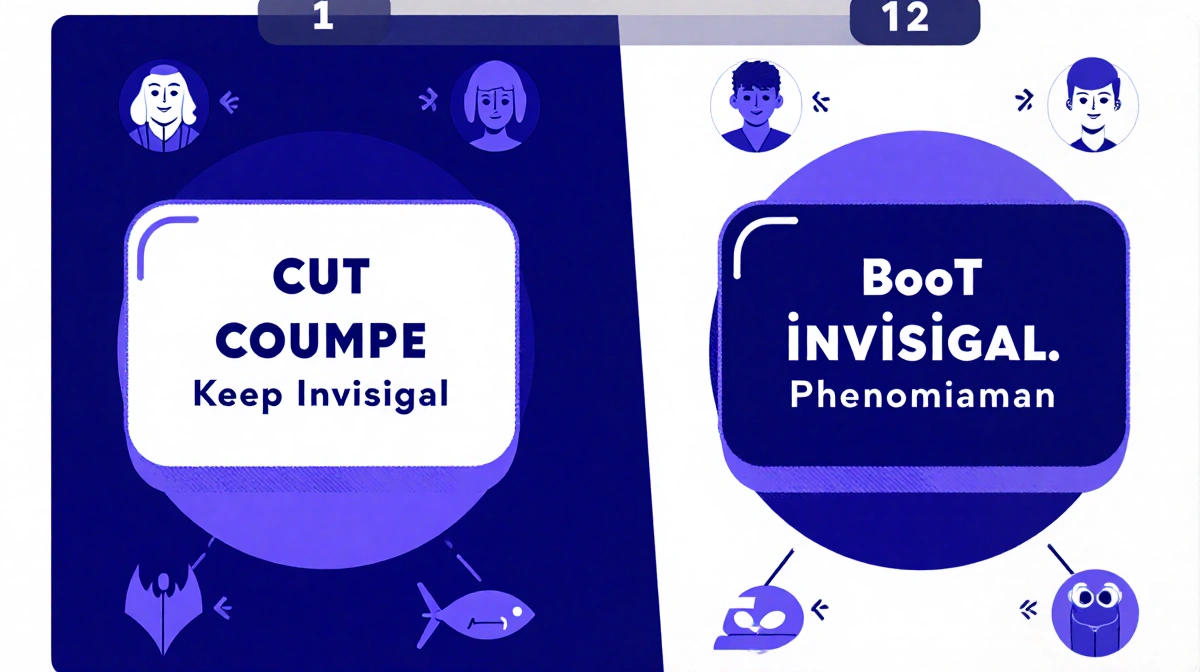 Split-screen decision board displays two large buttons with character icons and bold numbers indicating player choices