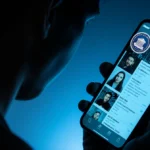 Smartphone screen shows leaking Instagram data with Supreme Court logo and eerie blue glow