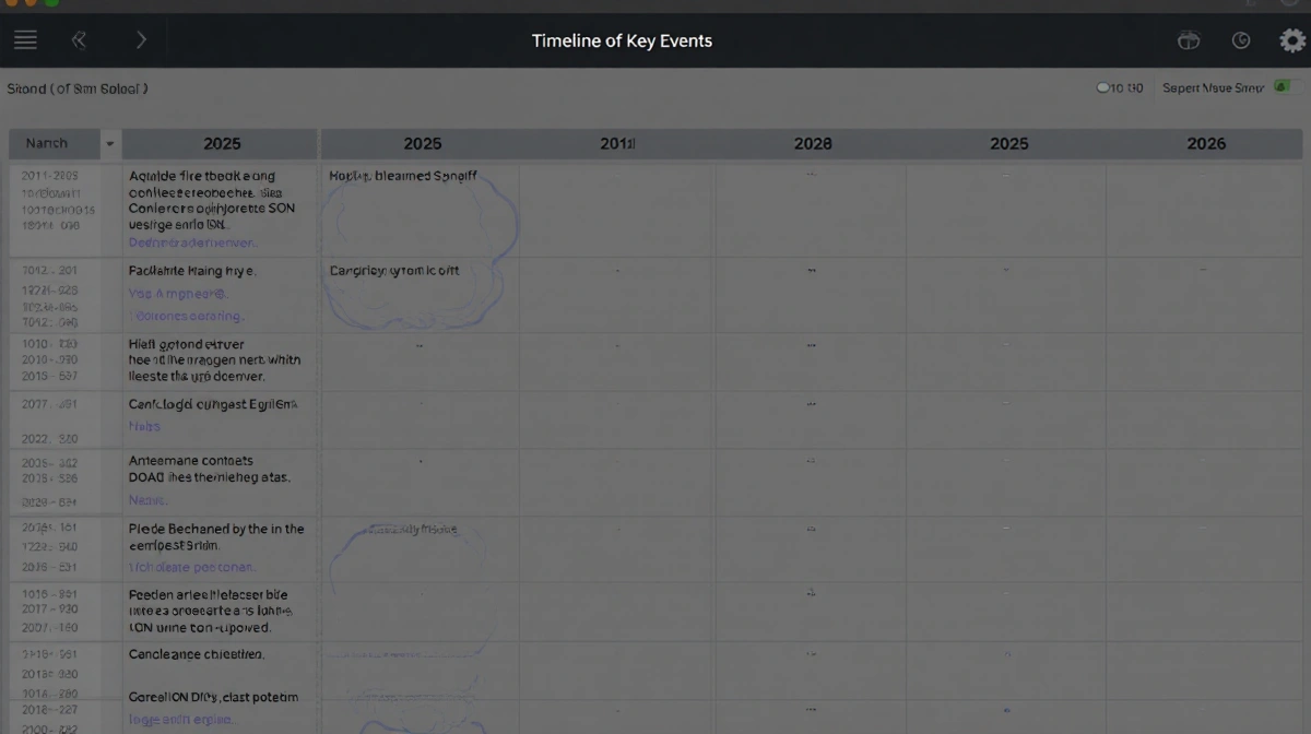 Computer screen showing timeline table with cloud server shadow against dim gray background